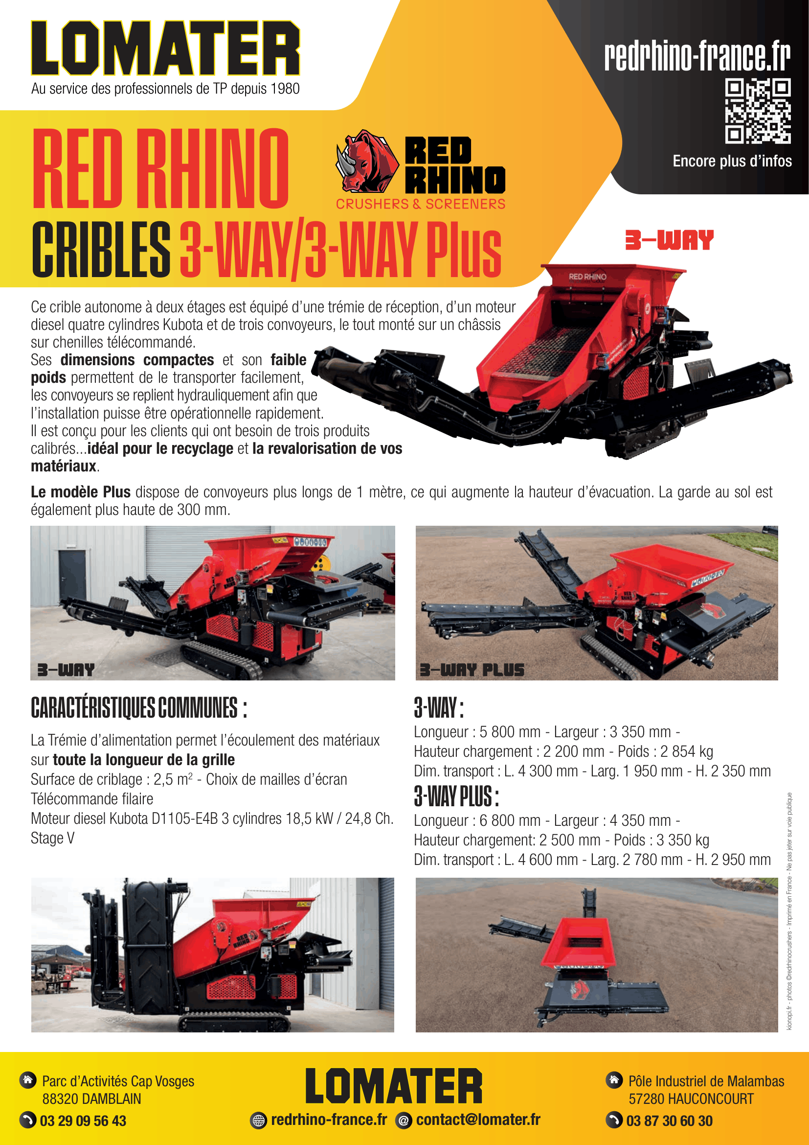 Aperçu de la fiche des cribles 3-Way/3-Way Plus Red Rhino